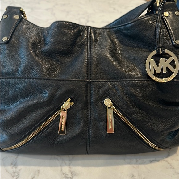 Michael Kors Black Shoulder Bag with Gold Accents - Picture 3 of 9